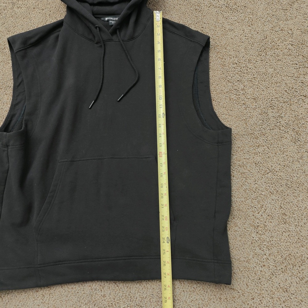Athleta Retroplush Cocoon Sleeveless Hoodie Sweatshirt Black Medium 882487-01 - Picture 9 of 11